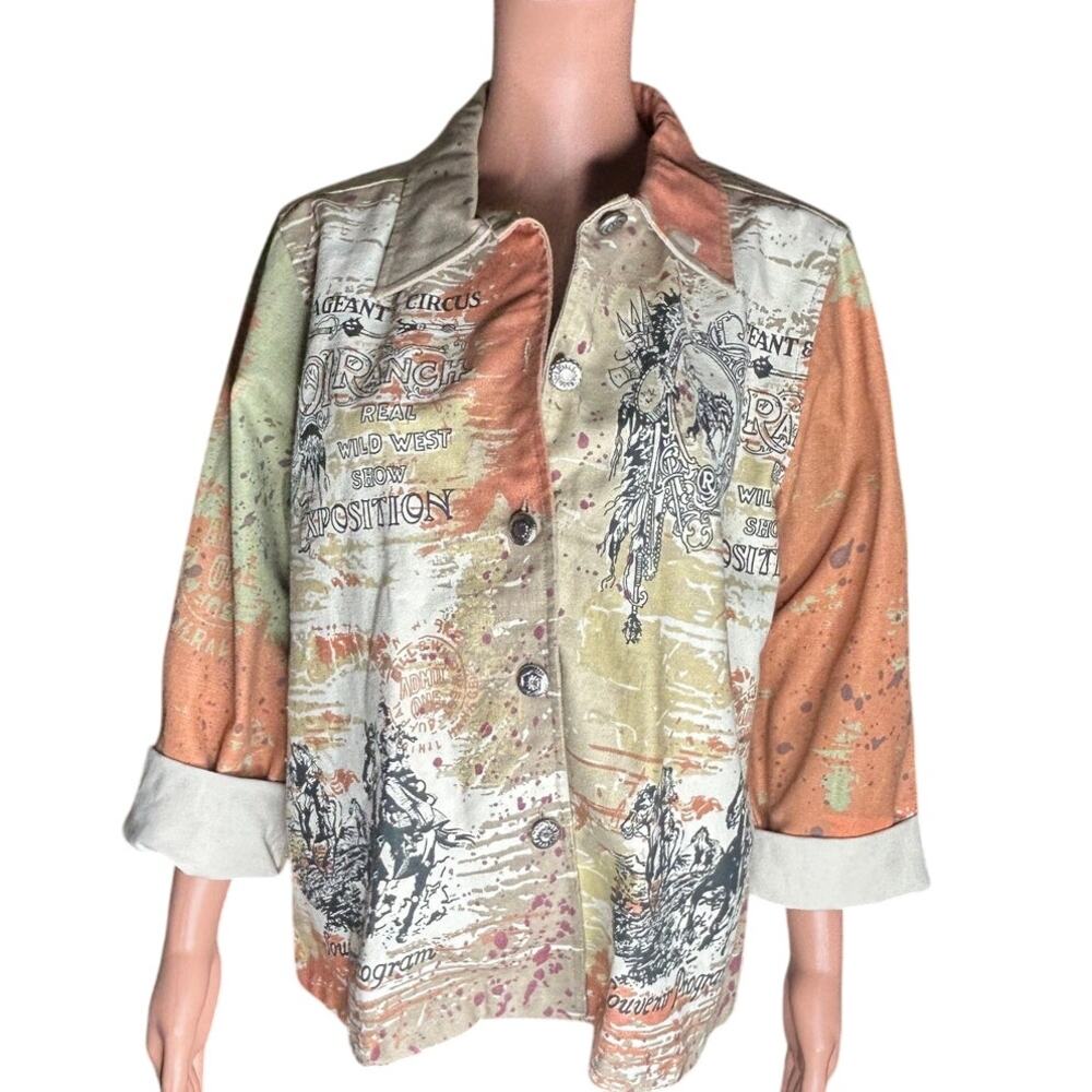 Karen Hart Vintage Y2K western jacket Cowboys on horseback sz L
